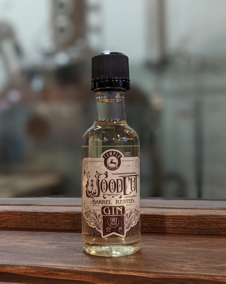 Woodcut Barrel Rested Gin - 50ml short story