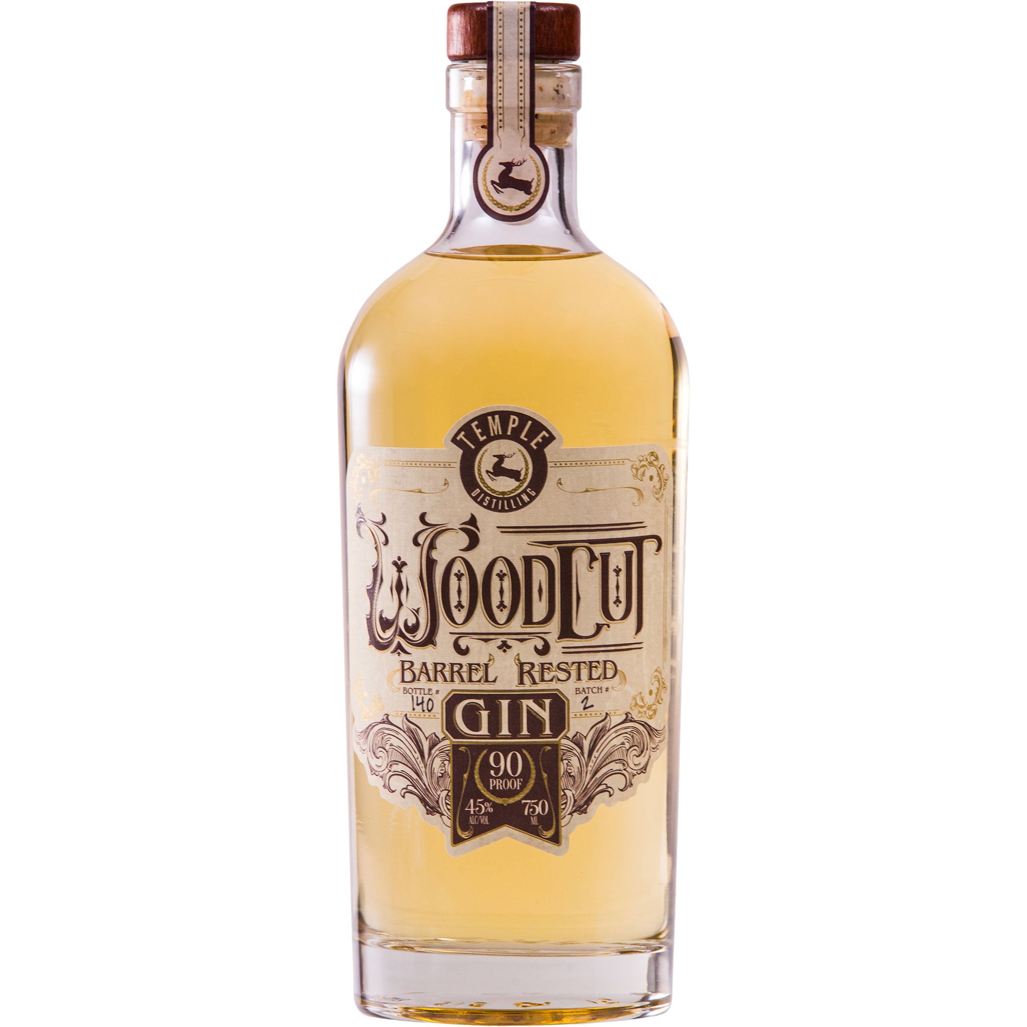 Woodcut Barrel Rested Gin - Temple Distilling Company